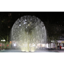 Escultura de la fuente de la esfera del dandlion del acero inoxidable con la luz del LED